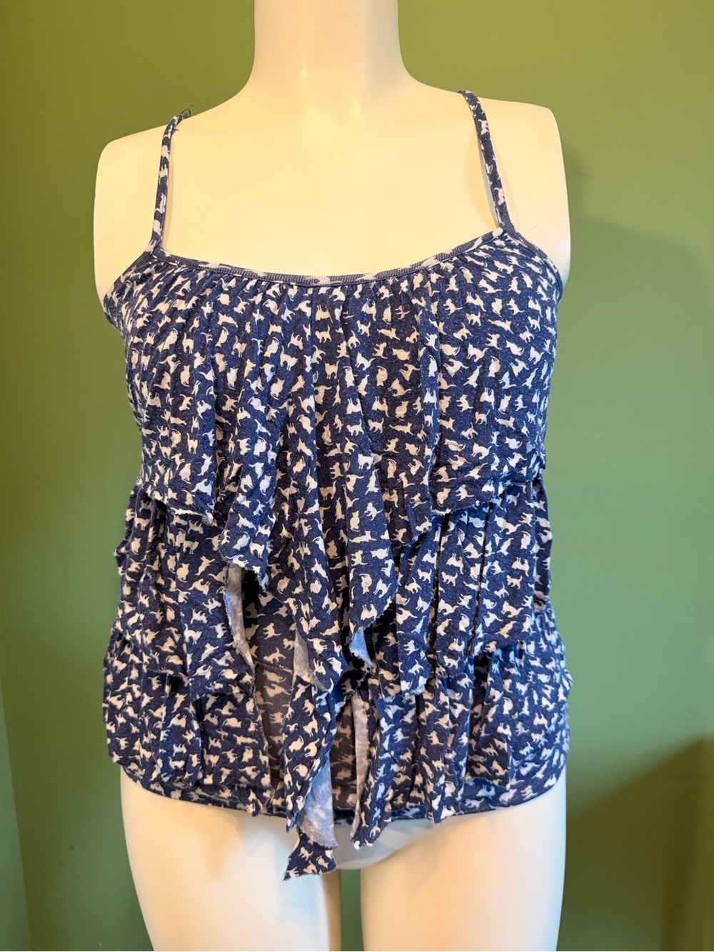 ❤️2 for $10❤️ Society Navy Blue Ruffled Spaghetti-Strap Camisole
